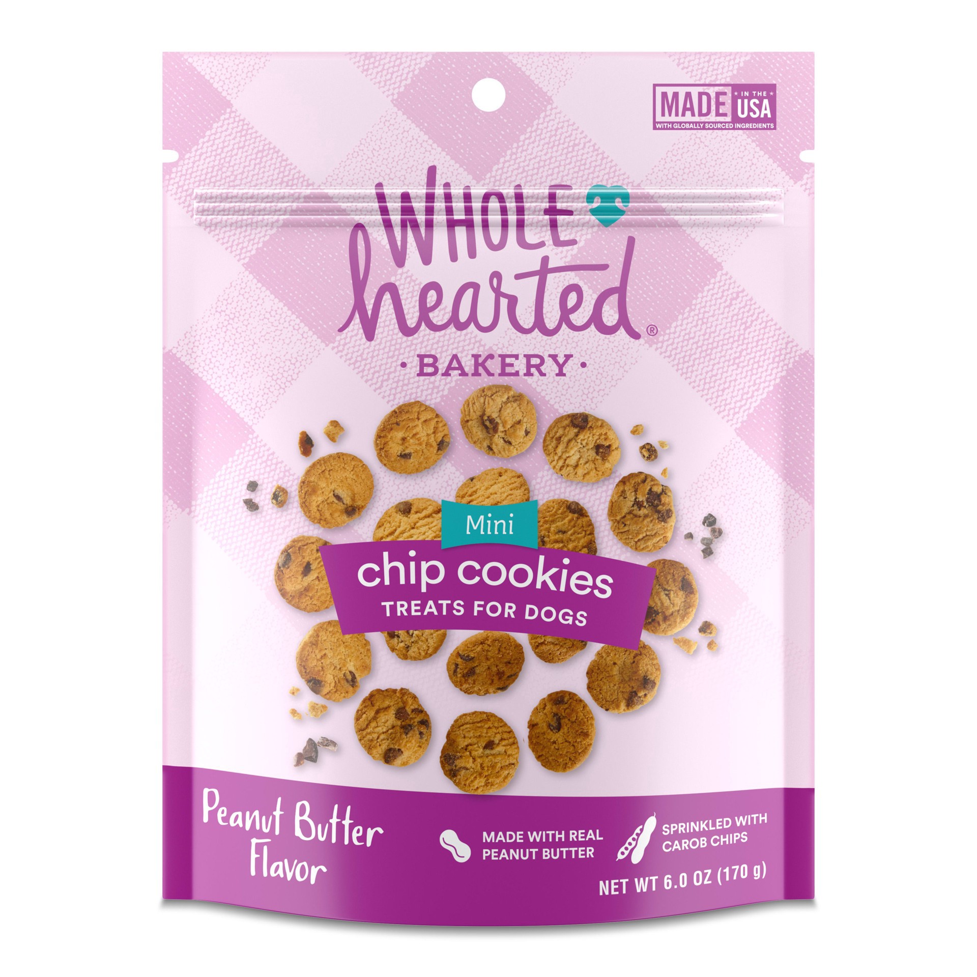 slide 1 of 1, WholeHearted Peanut Butter Flavor Chip Cookie Treats for Dogs, 6 oz., 1 ct
