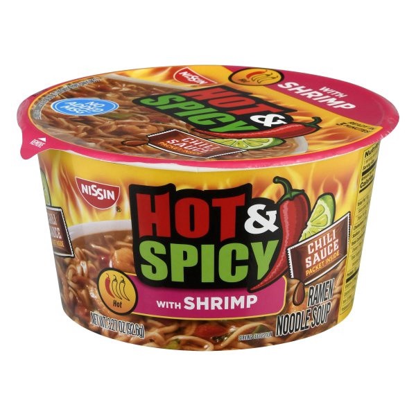 slide 1 of 9, Nissin Hot & Spicy Shrimp Flavor Ramen Noodle Soup 3.27 oz, 3.27 oz