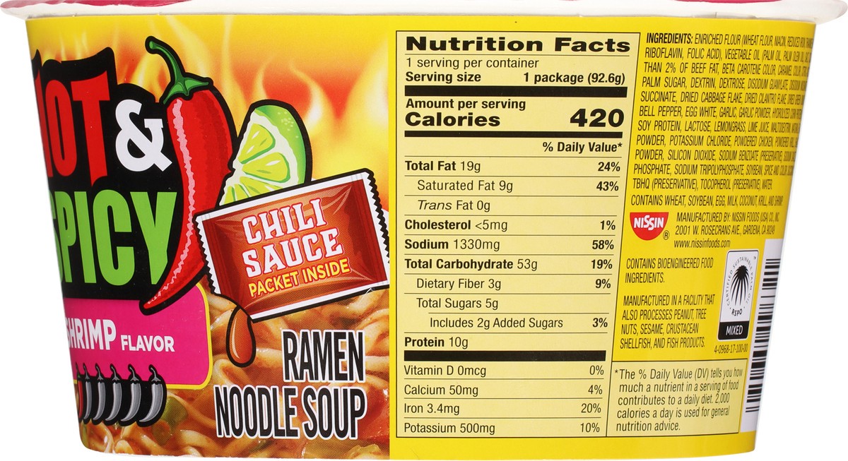 slide 2 of 9, Nissin Hot & Spicy Shrimp Flavor Ramen Noodle Soup 3.27 oz, 3.27 oz