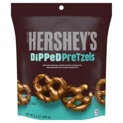Hershey's Milk and Dark Chocolate Covered Dipped Pretzels Bag, 8.5 oz