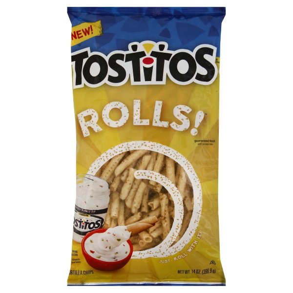 slide 1 of 1, Tostitos Dipping Rolls Tortilla Chips, 14 oz