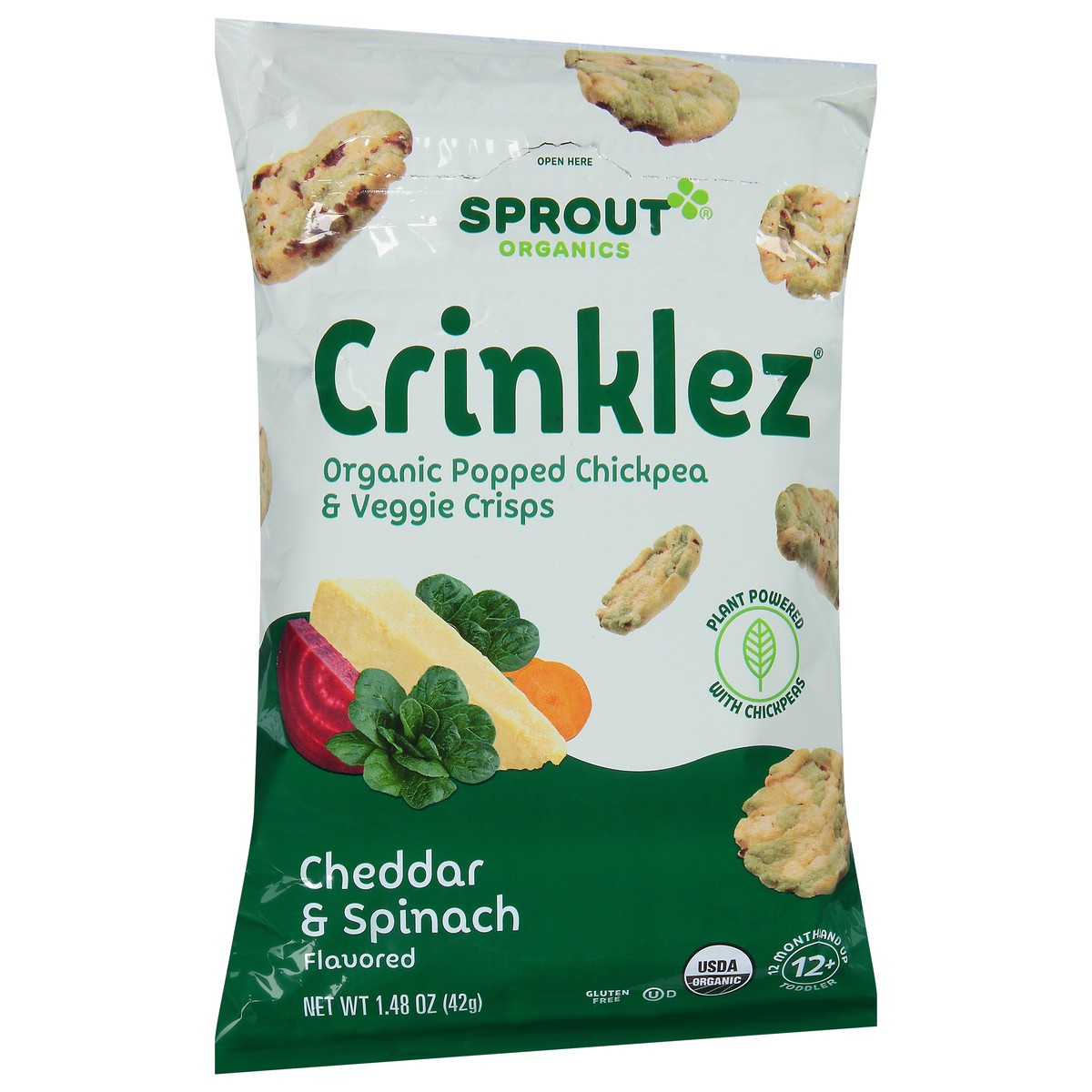 slide 2 of 9, Sprout Cheesy Spinach Crinklez, 1.48 oz