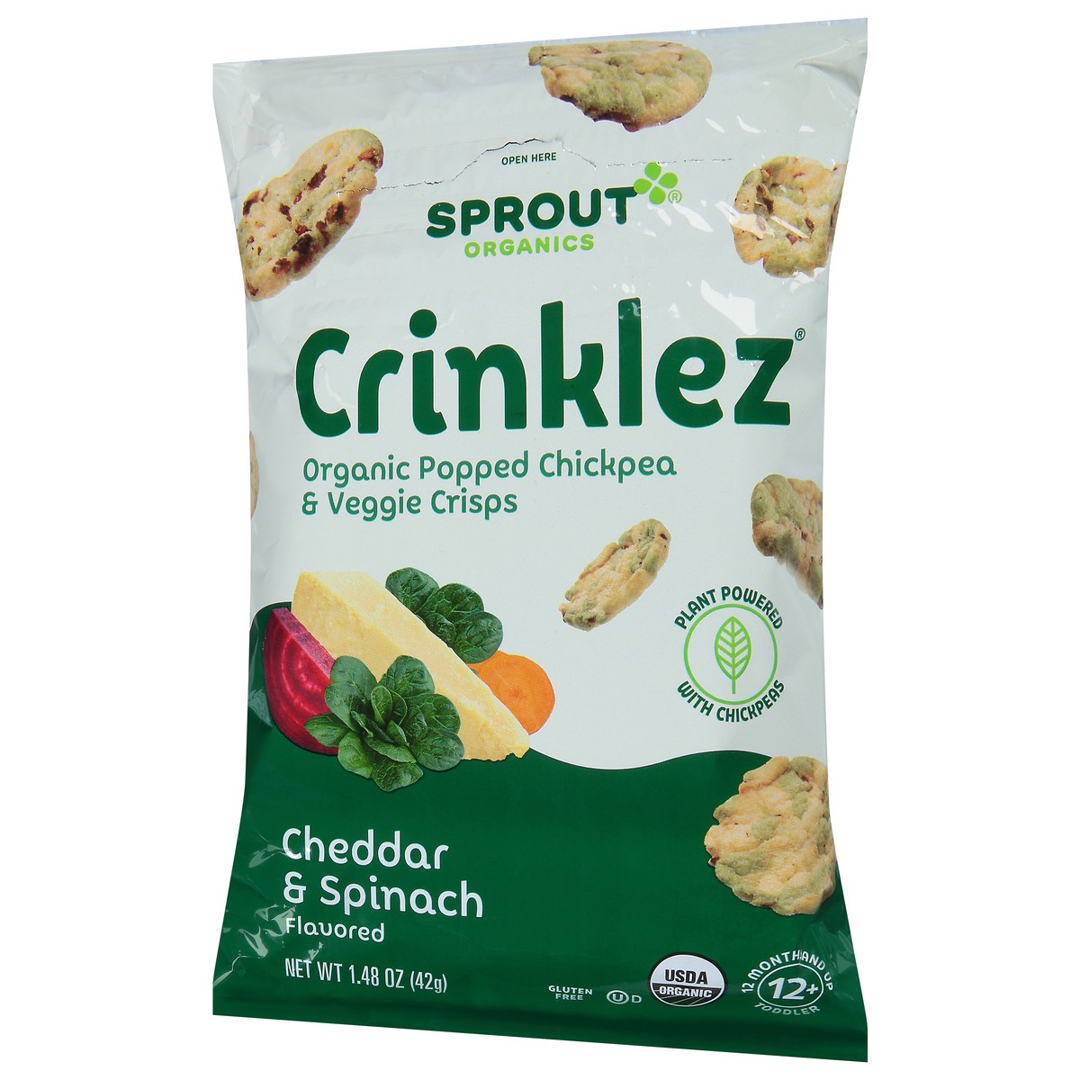 slide 3 of 9, Sprout Cheesy Spinach Crinklez, 1.48 oz