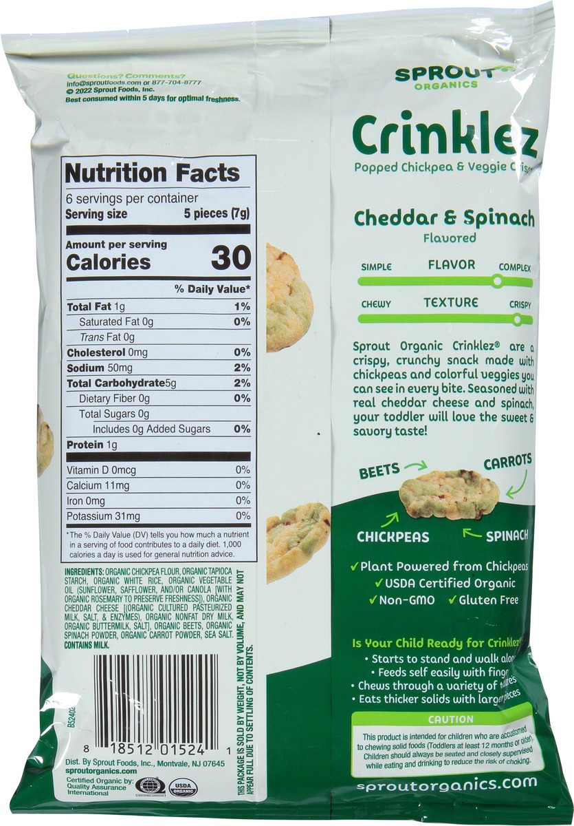 slide 5 of 9, Sprout Cheesy Spinach Crinklez, 1.48 oz