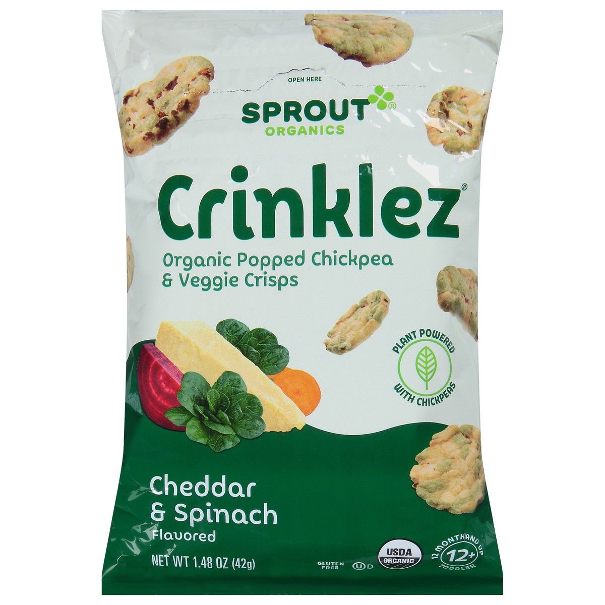 slide 1 of 9, Sprout Cheesy Spinach Crinklez, 1.48 oz