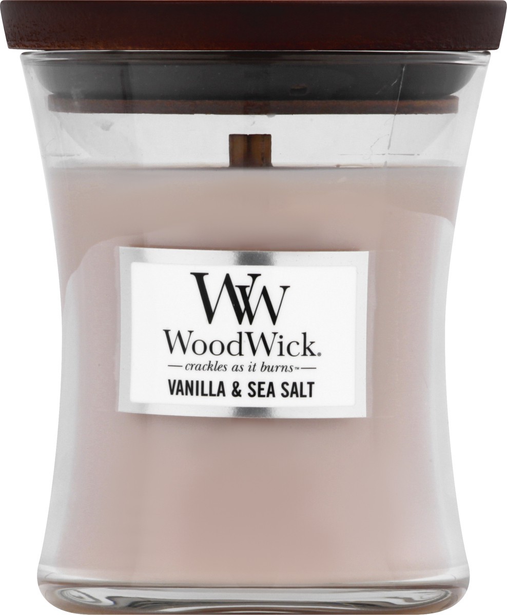 slide 4 of 10, Woodwick Candle Medium Jar Vanilla Sea Salt, 10.5 oz