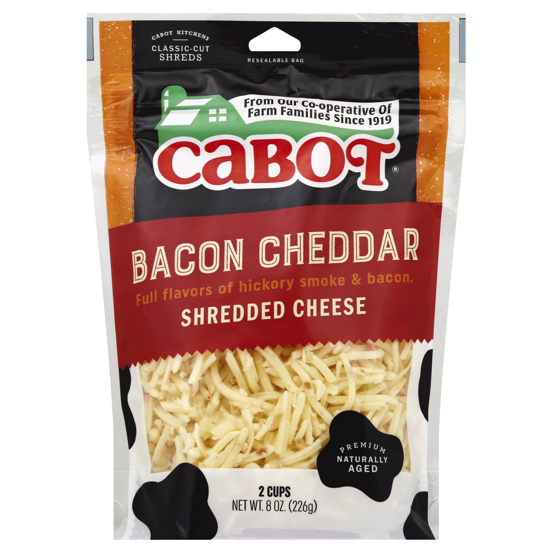 slide 1 of 1, Cabot Shredded Bacon Cheddar, 8 oz