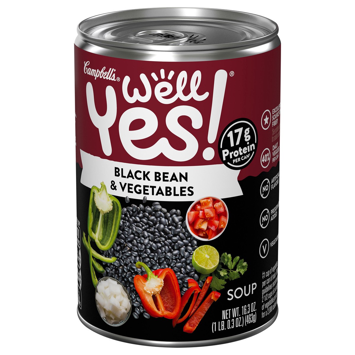 slide 3 of 9, Campbell's Well Yes! Black Bean & Vegetables Soup, 16.3 Ounce Can, 16.3 oz