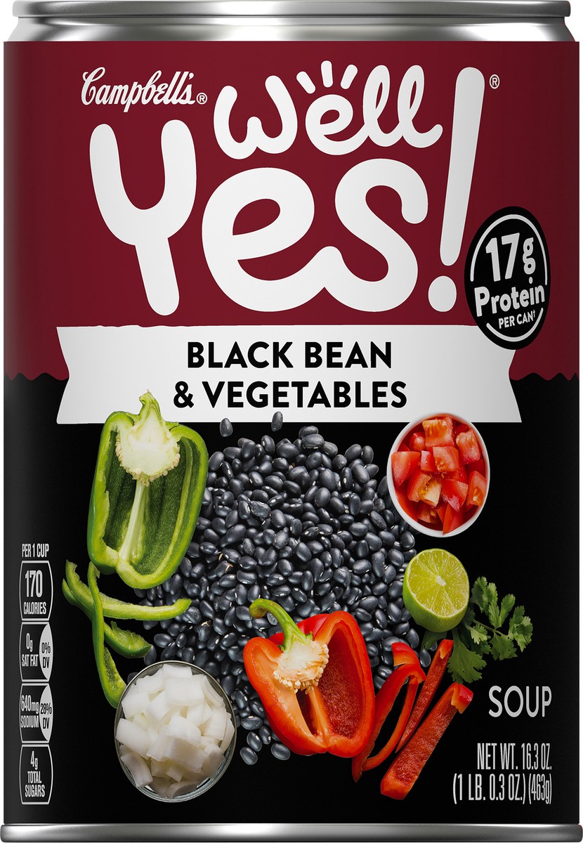 slide 8 of 9, Campbell's Well Yes! Black Bean & Vegetables Soup, 16.3 Ounce Can, 16.3 oz