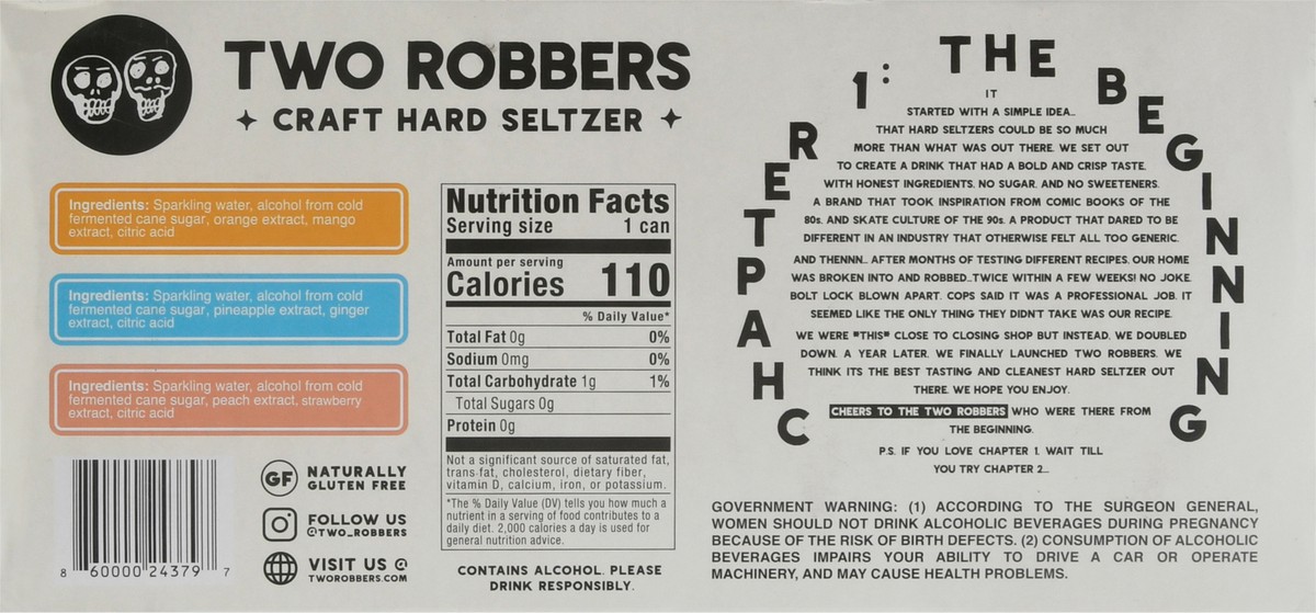 slide 5 of 9, Two Robbers Variety Pack Craft Hard Seltzer 12 - 12 fl oz Cans, 12 ct