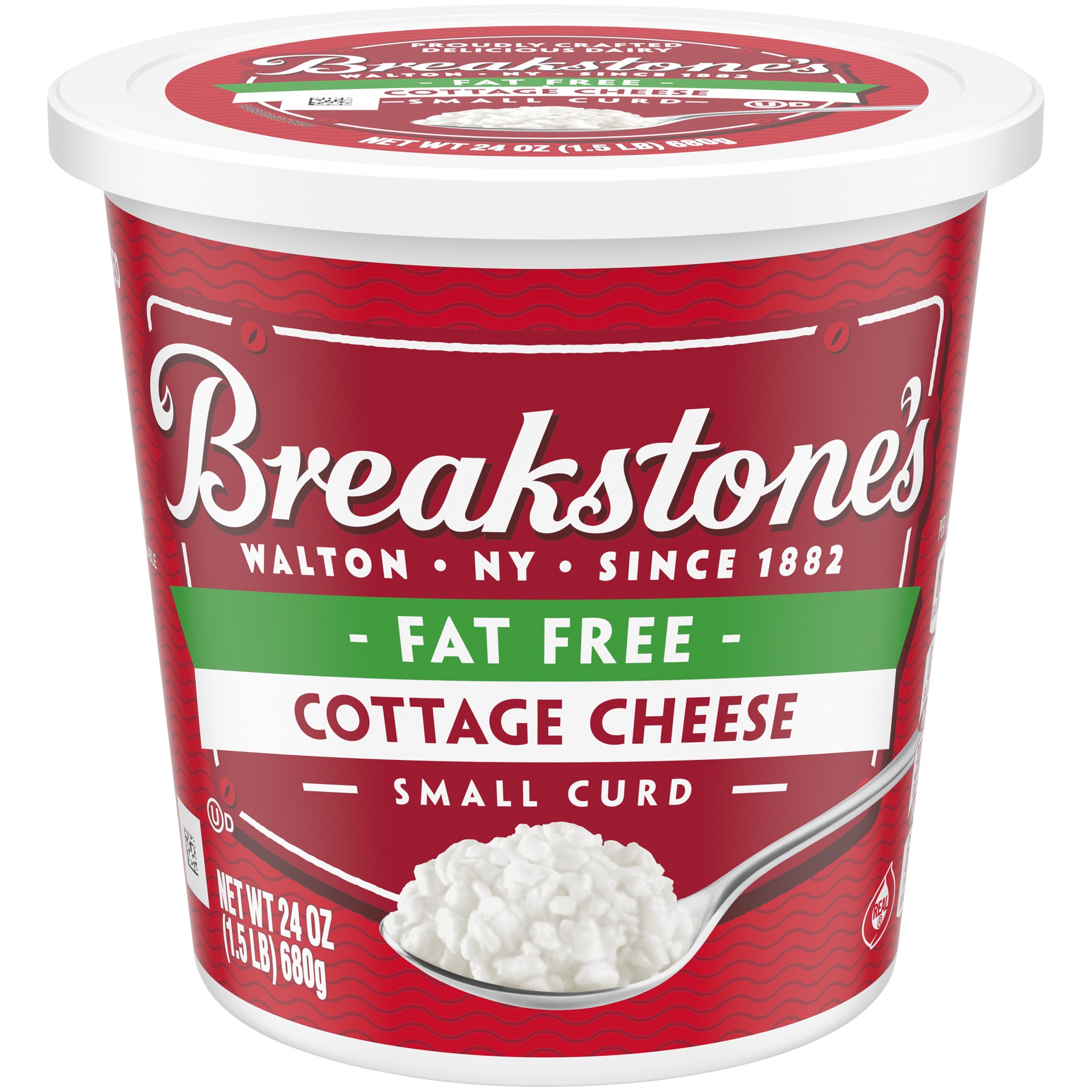 slide 1 of 1, Breakstone's Fat Free Small Curd Cottage Cheese, 24 oz Tub, 24 oz