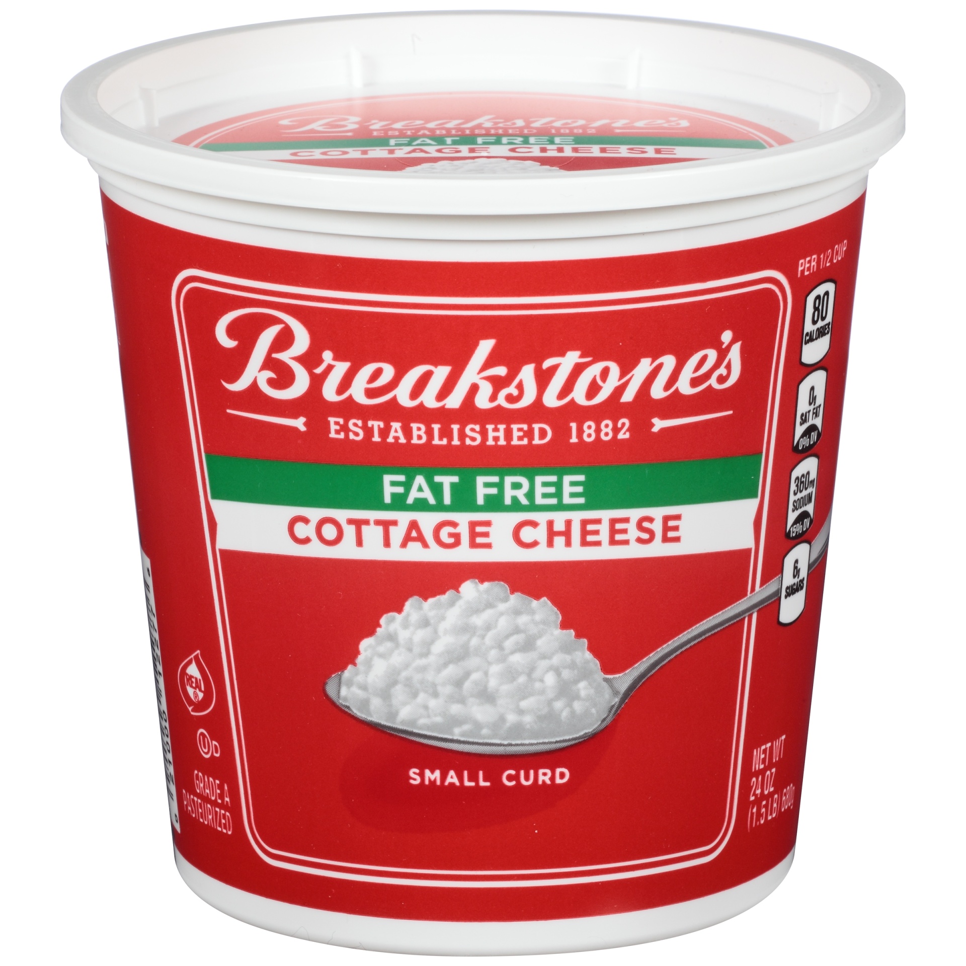 slide 1 of 6, Breakstone's Fat Free Small Curd Cottage Cheese, 24 oz