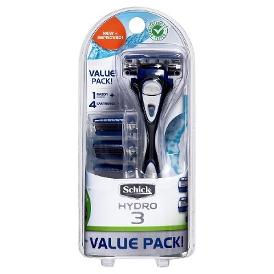 slide 1 of 4, Schick Hydro 3 Razor With Cartridge Refills, 5 ct