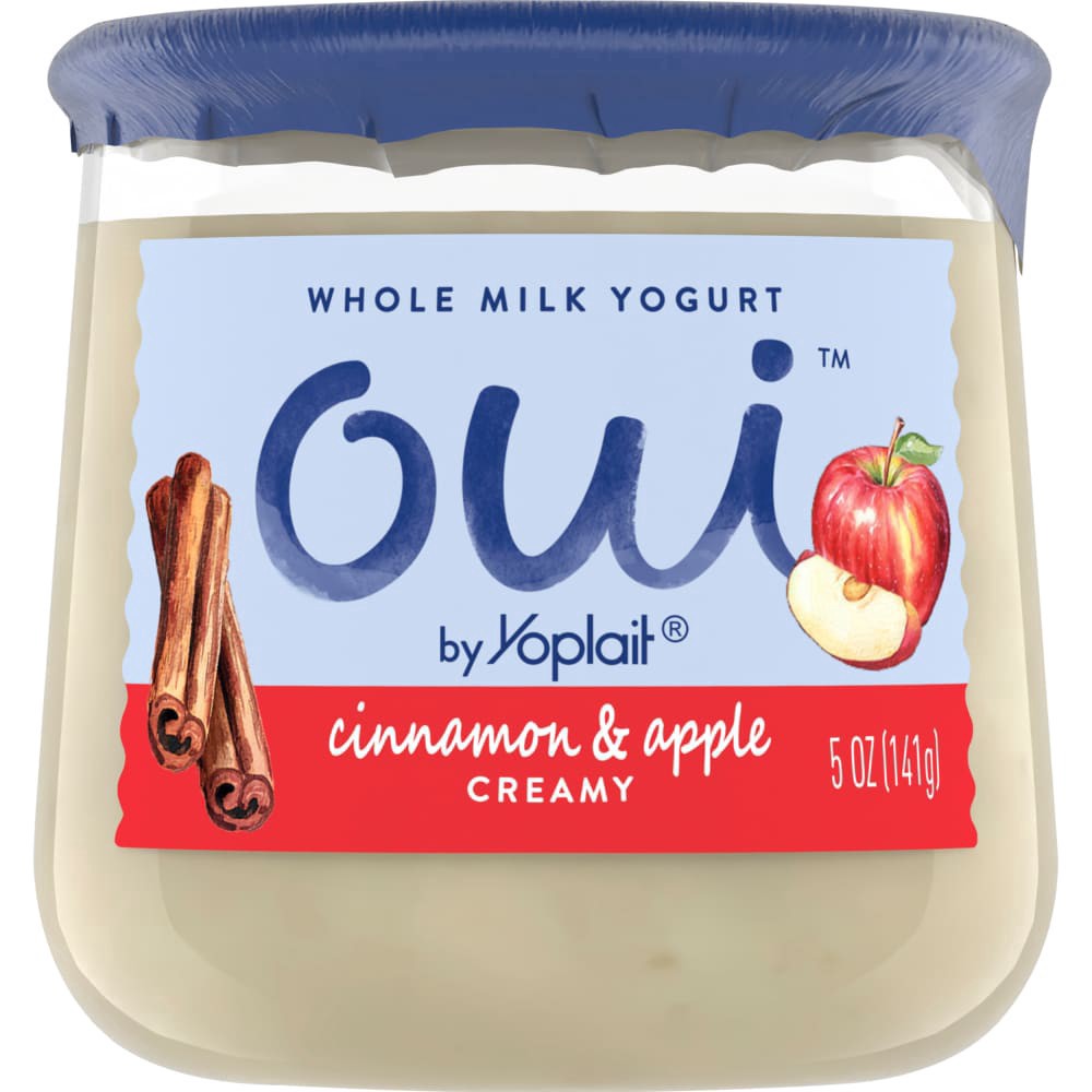 slide 3 of 6, Oui by Yoplait Creamy Whole Milk Yogurt, Cinnamon & Apple, 5 OZ Jar, 5 oz