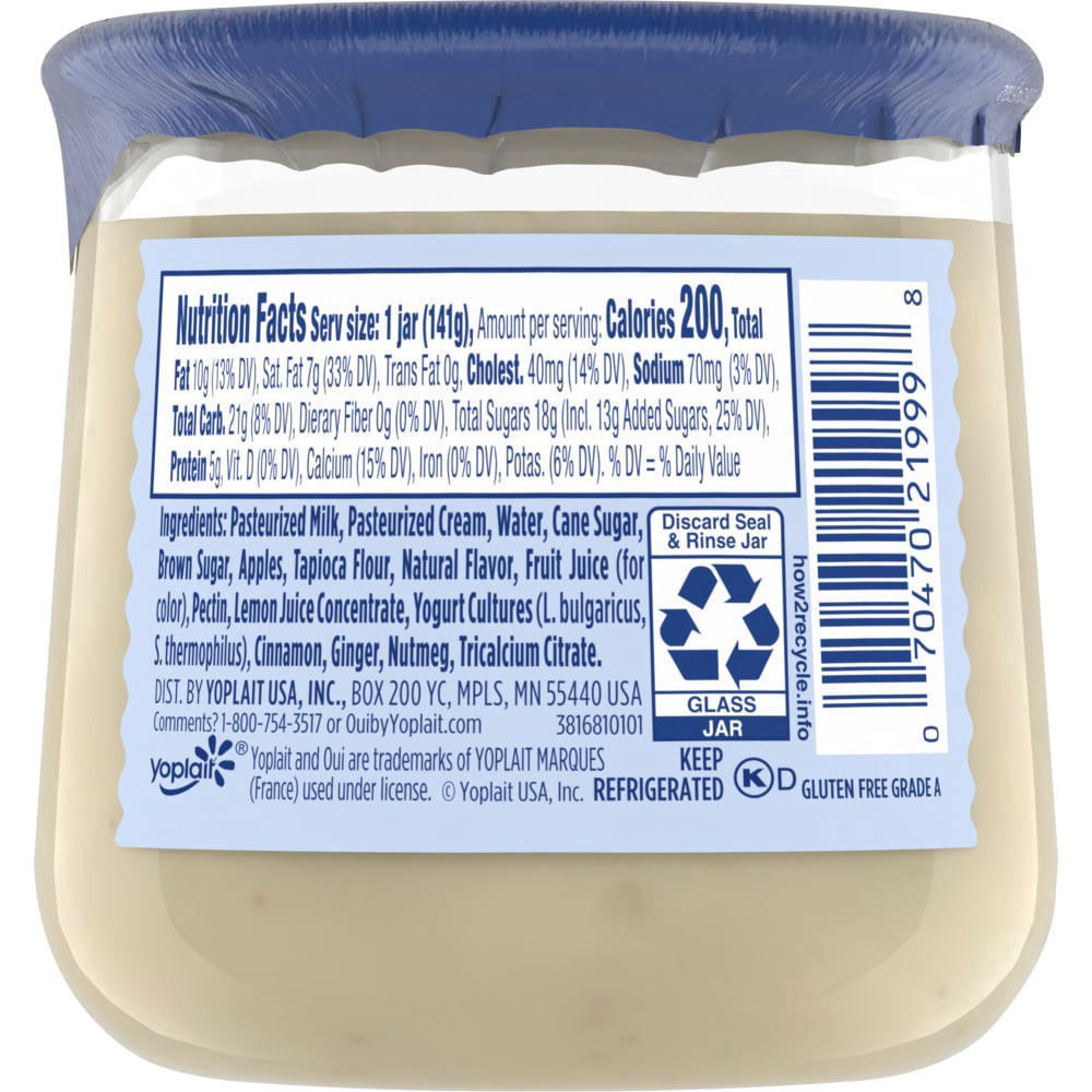 slide 6 of 6, Oui by Yoplait Creamy Whole Milk Yogurt, Cinnamon & Apple, 5 OZ Jar, 5 oz