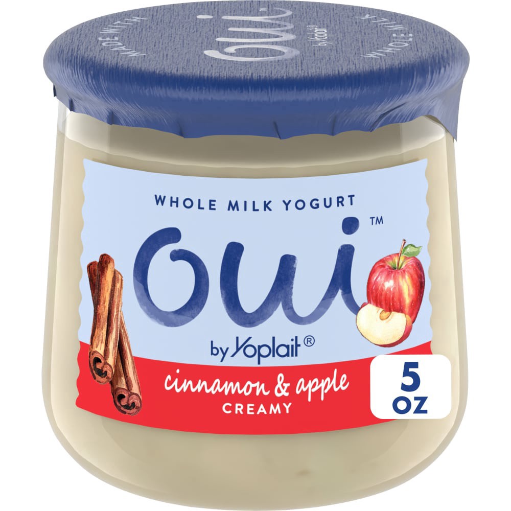 slide 1 of 6, Oui by Yoplait Creamy Whole Milk Yogurt, Cinnamon & Apple, 5 OZ Jar, 5 oz