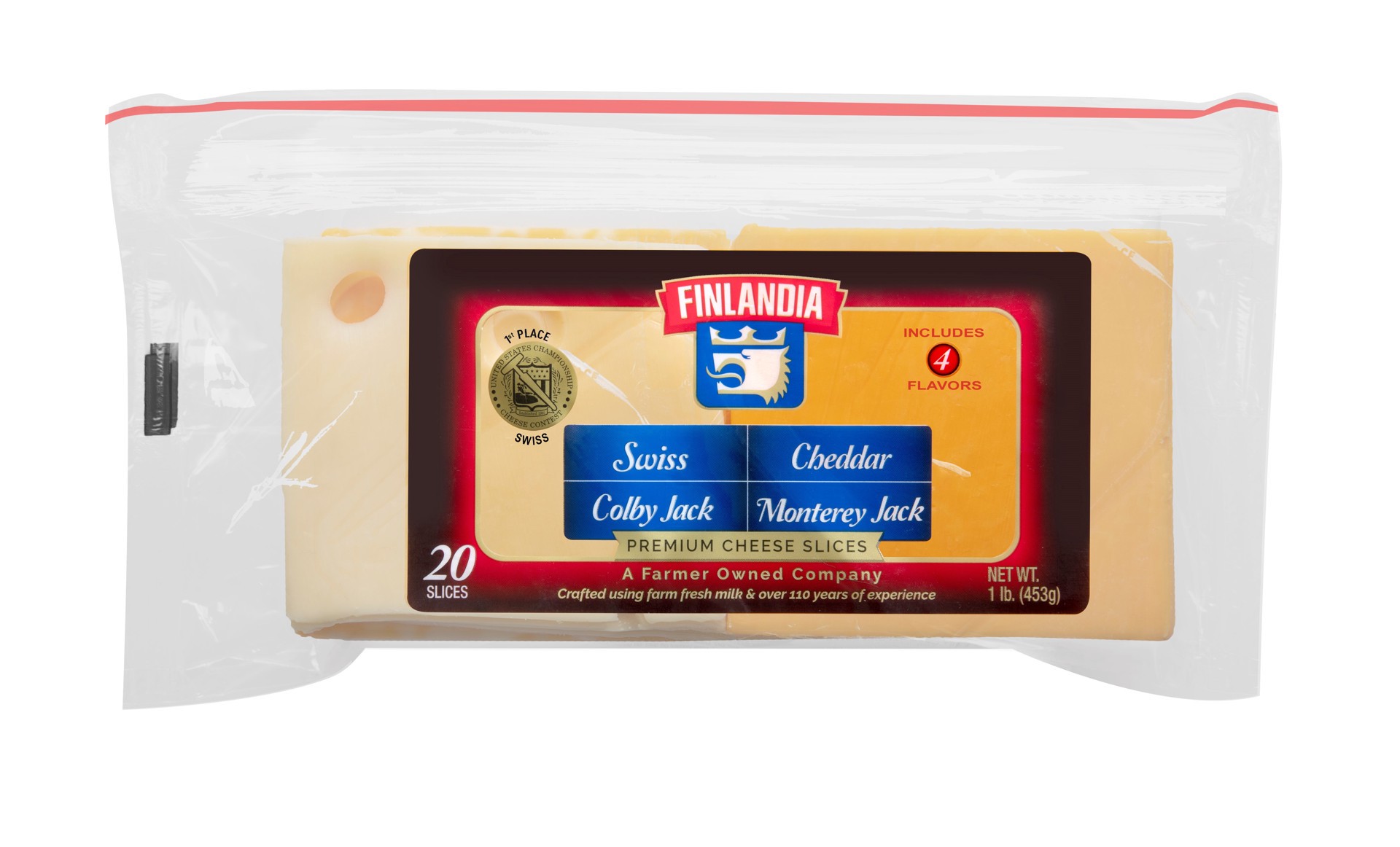 slide 1 of 2, Finlandia Four Cheese Sliced Combo Pack, 16 oz