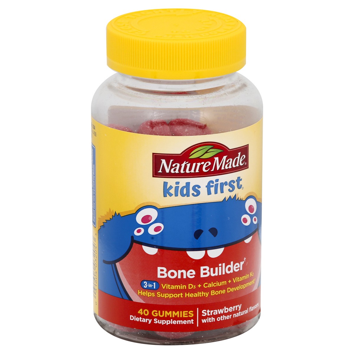 slide 2 of 10, Nature Made 3-in-1 Gummies Strawberry Bone Builder 40 ea, 40 ct