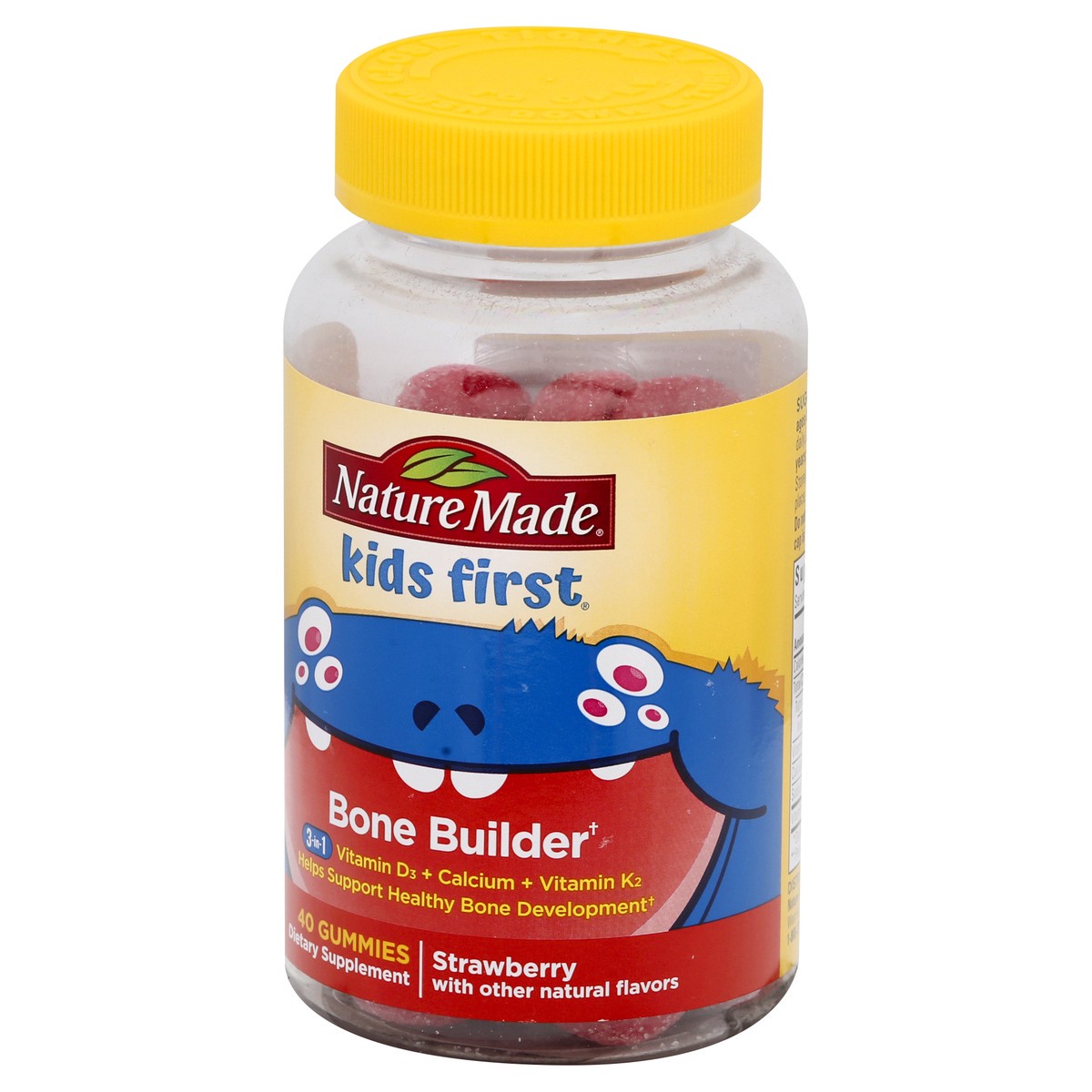 slide 3 of 10, Nature Made 3-in-1 Gummies Strawberry Bone Builder 40 ea, 40 ct