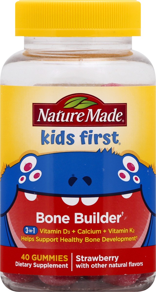 slide 8 of 10, Nature Made 3-in-1 Gummies Strawberry Bone Builder 40 ea, 40 ct