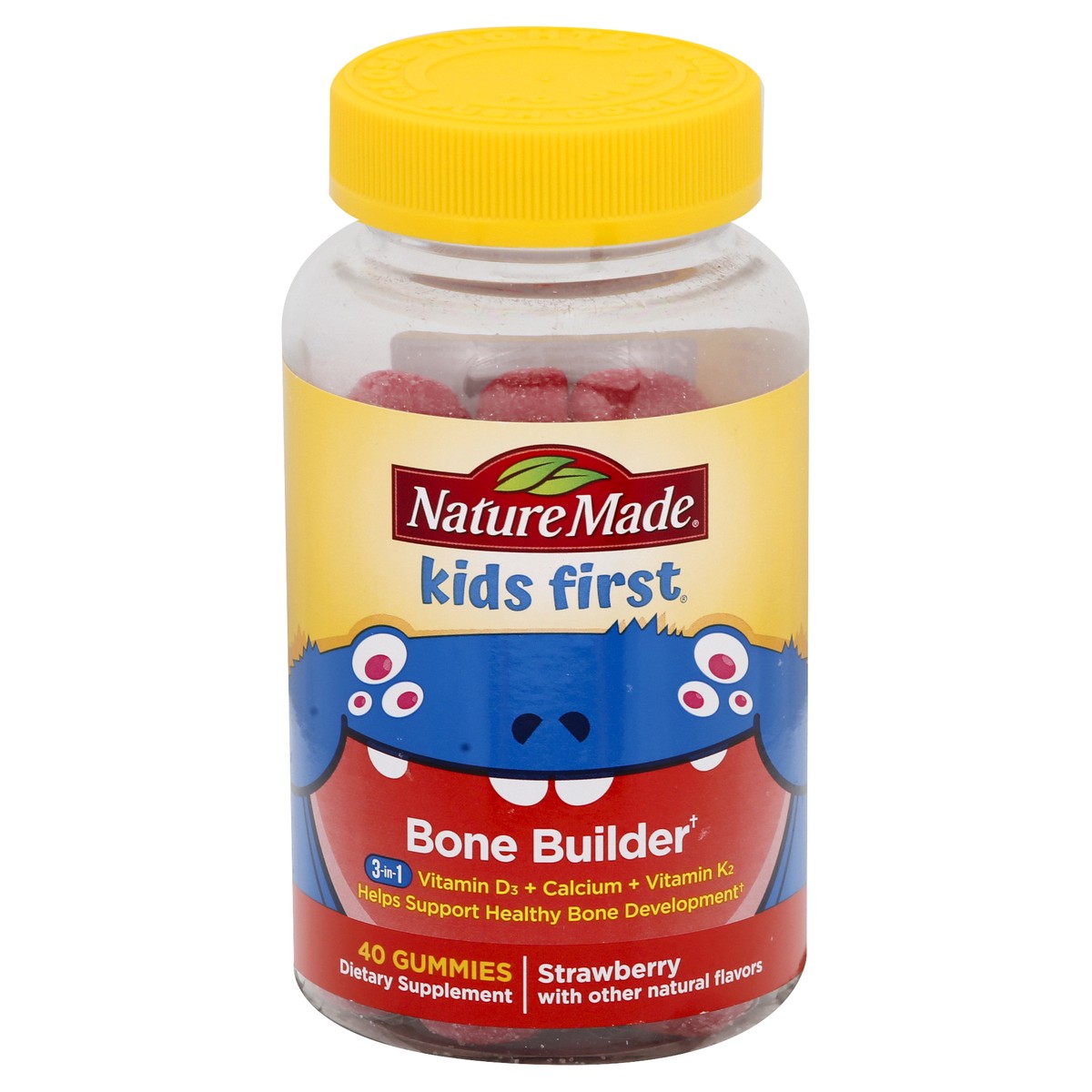 slide 1 of 10, Nature Made 3-in-1 Gummies Strawberry Bone Builder 40 ea, 40 ct