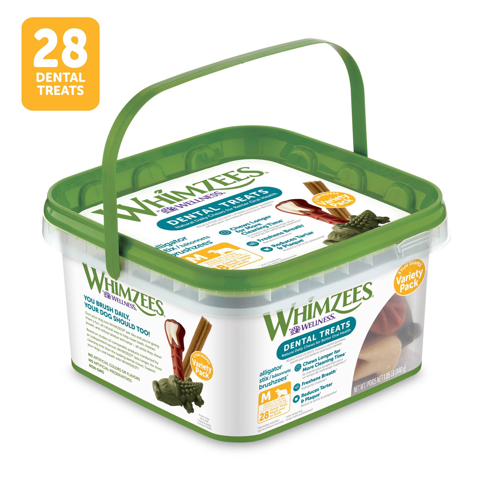 slide 3 of 5, WHIMZEES Wellness Variety Pack Dog Dental Treats, Natural Chews, Medium Size, (28 Count), 1 ct