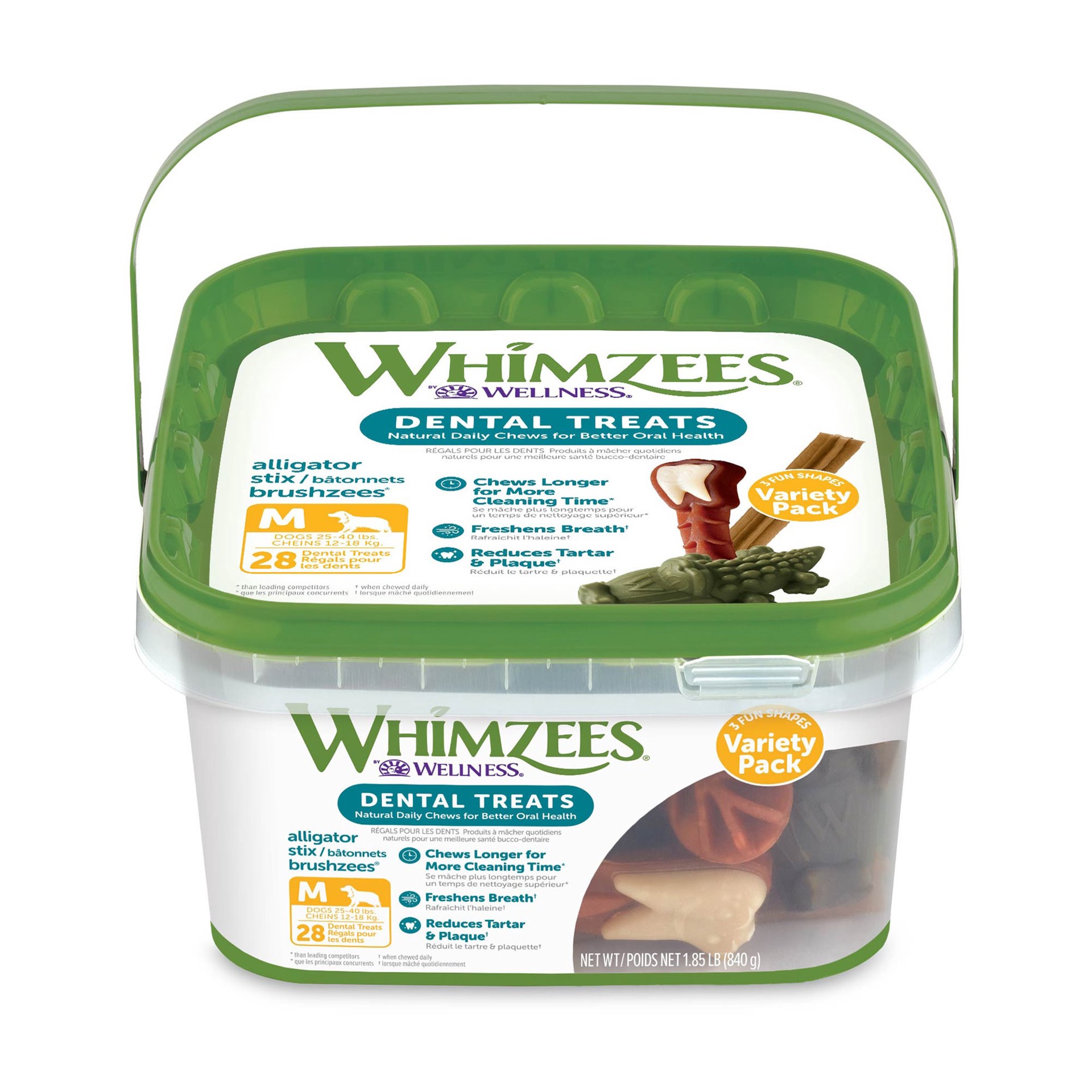slide 1 of 5, WHIMZEES Wellness Variety Pack Dog Dental Treats, Natural Chews, Medium Size, (28 Count), 1 ct