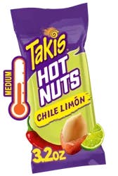 Takis Hot Nuts Medium Chile Limon Double Crunch Peanuts 3.2 oz