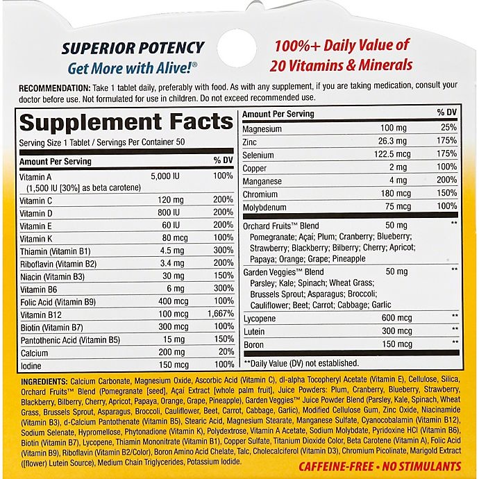 slide 2 of 2, Nature's Way Alive! Men's 50+ Multi-Vitamin Tablets, 50 ct