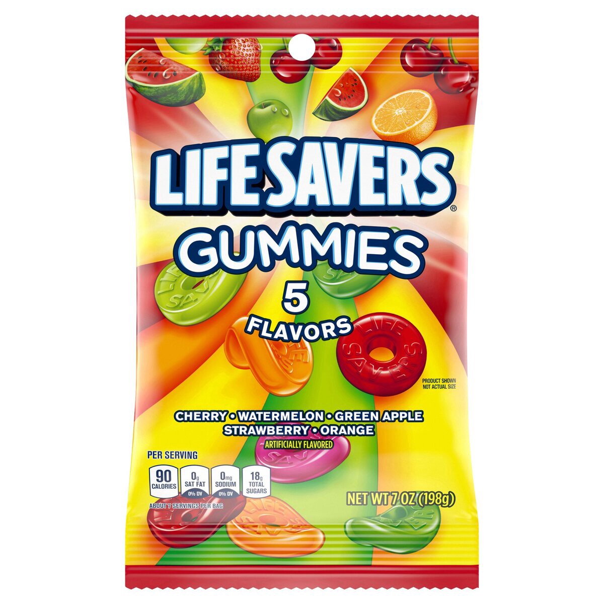 slide 1 of 8, Life Savers 5 Flavors Gummies Candy Bag, 7.2 oz