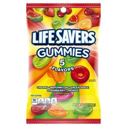 LIFE SAVERS 5 Flavors Gummies Candy Bag, Gummy Candy for Goodie Bags, Road Trips, Treats, 7 oz (Pack of 12)