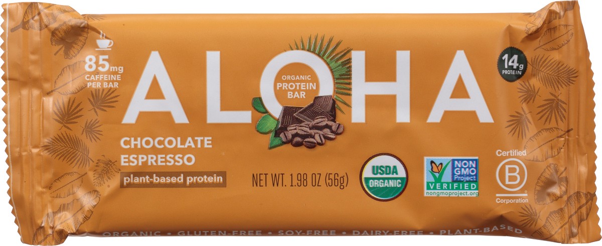 slide 5 of 9, Aloha Organic Chocolate Espresso Protein Bar 1.98 oz, 1.98 oz