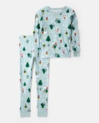 Carter's Kid Disney© Mickey Mouse 100% Cotton Long-Sleeve Snug Fit 2-Piece Pajamas - Blue Blue 14