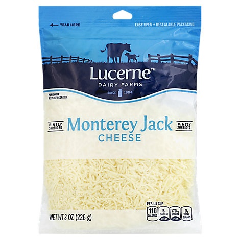 slide 1 of 1, Lucerne Dairy Farms Lucerne Cheese Finely Shredded Monterey Jack, 8 oz