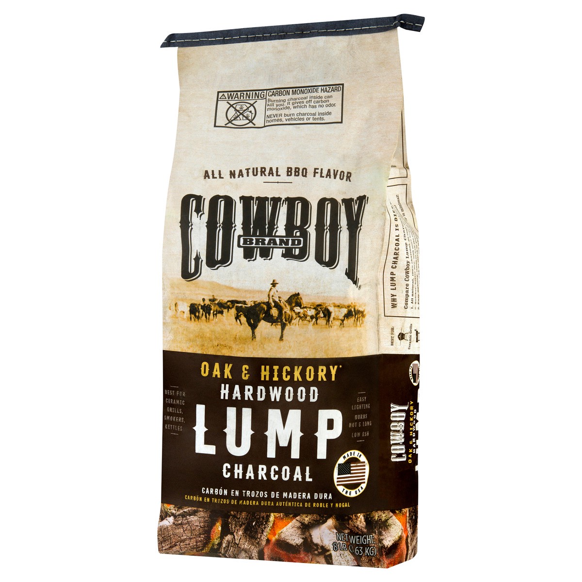 slide 3 of 8, Cowboy Charcoal Lump, 8 lb