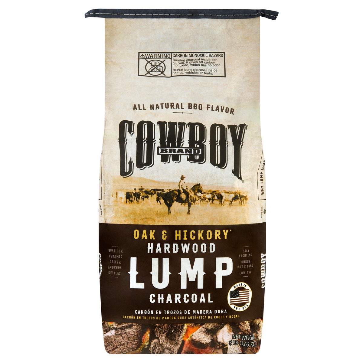 slide 1 of 8, Cowboy Charcoal Lump, 8 lb