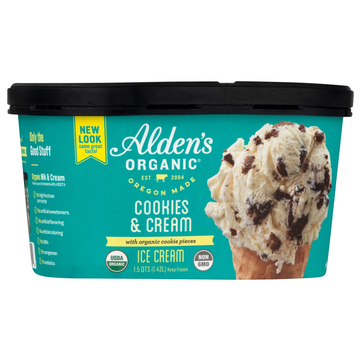 slide 2 of 9, Aldens Organic Organic Cookies & Cream Ice Cream, 48 fl oz