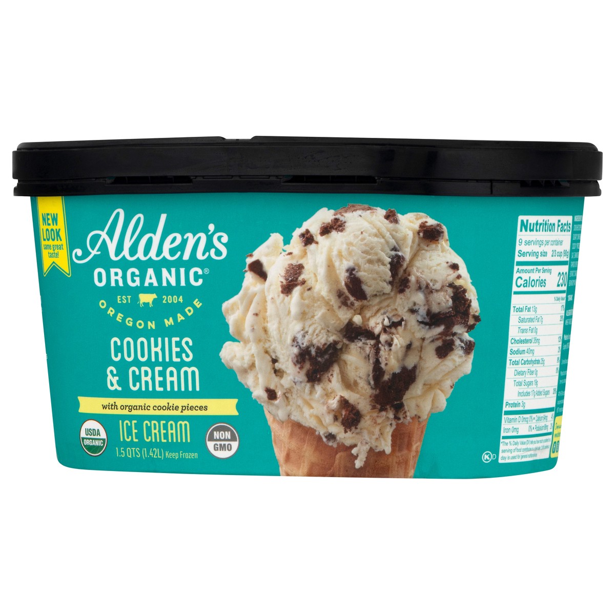 slide 3 of 9, Aldens Organic Organic Cookies & Cream Ice Cream, 48 fl oz