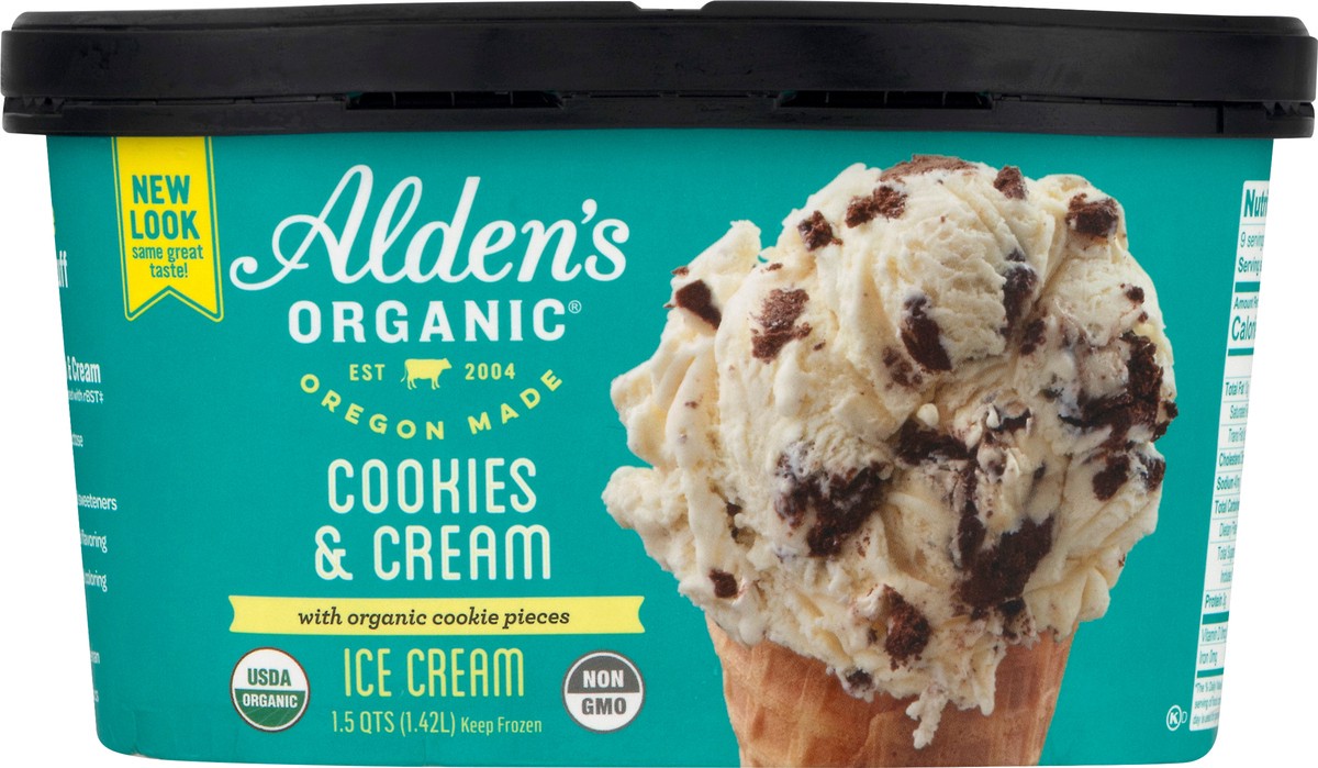 slide 6 of 9, Aldens Organic Organic Cookies & Cream Ice Cream, 48 fl oz