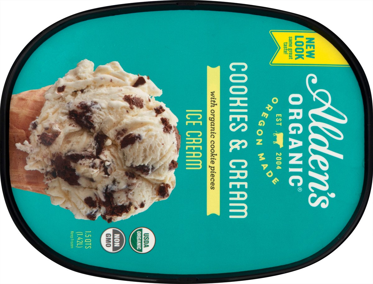 slide 9 of 9, Aldens Organic Organic Cookies & Cream Ice Cream, 48 fl oz