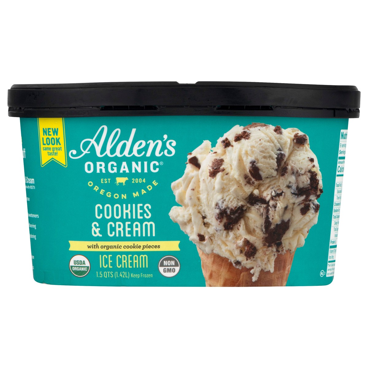 slide 1 of 9, Aldens Organic Organic Cookies & Cream Ice Cream, 48 fl oz