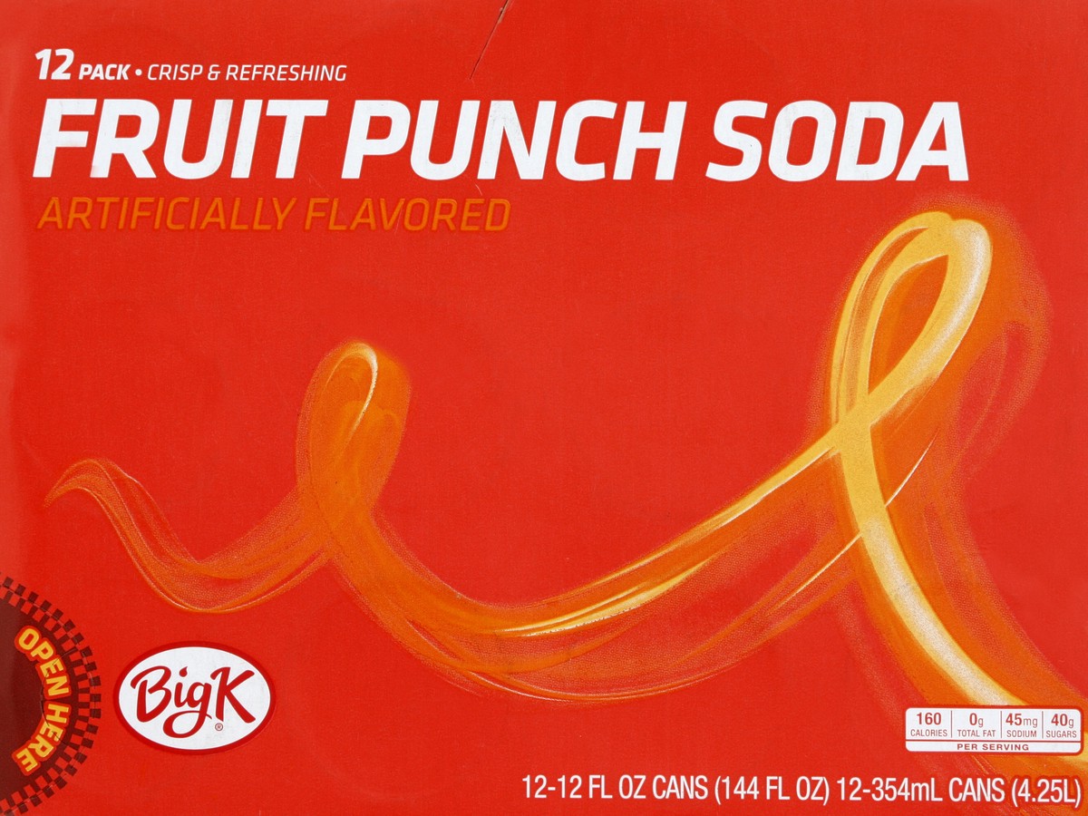 slide 6 of 6, Big K Fruit Punch Soda, 12 ct; 12 fl oz