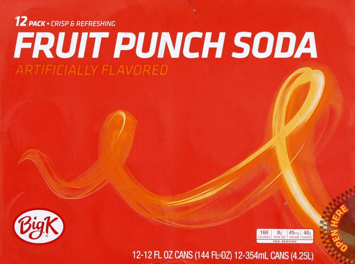 slide 1 of 6, Big K Fruit Punch Soda - 12 ct; 12 fl oz, 12 ct; 12 fl oz