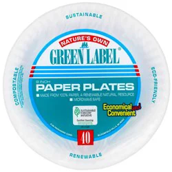 Green Label White 9 Inch Paper Plates - 40 Count