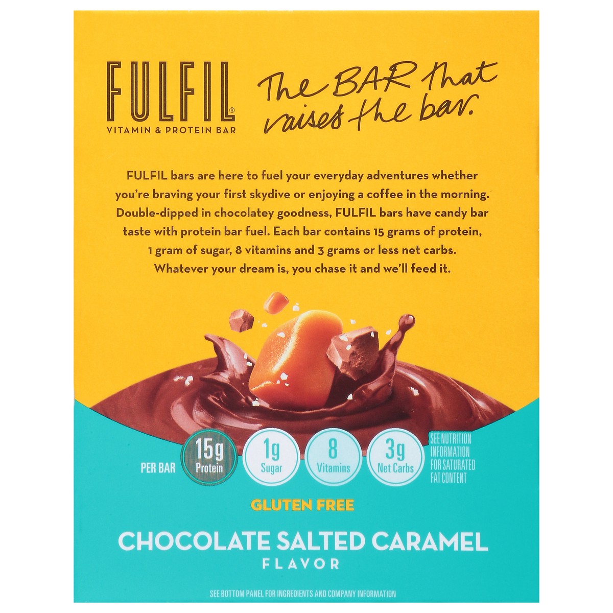 slide 6 of 13, FULFIL Chocolate Salted Caramel Flavored Protein Bars, 1.41 oz (4 Count), 4 ct
