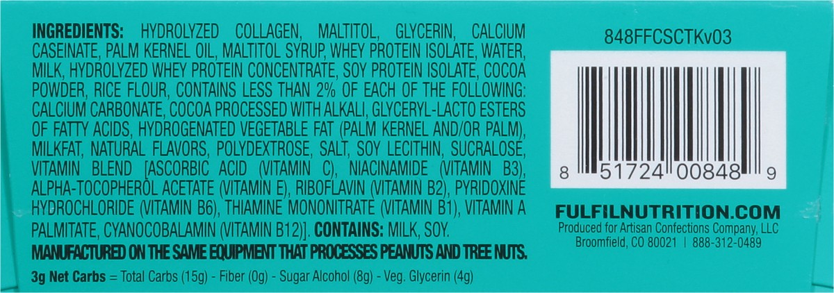 slide 12 of 13, FULFIL Chocolate Salted Caramel Flavored Protein Bars, 1.41 oz (4 Count), 4 ct