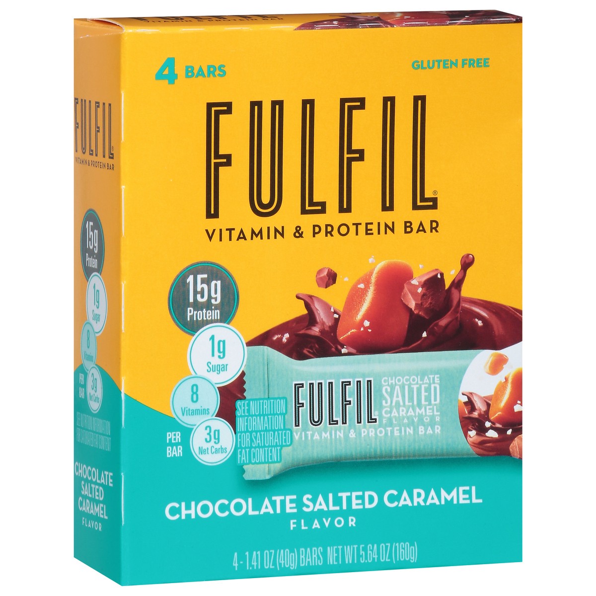slide 7 of 13, FULFIL Chocolate Salted Caramel Flavored Protein Bars, 1.41 oz (4 Count), 4 ct