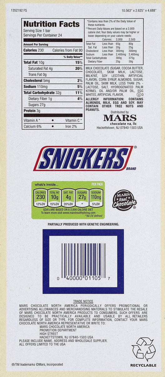 slide 4 of 6, Snickers Chocolate Candy Bars, Almond, Full Size, 1.76 oz, 24-count, 24 ct; 1.76 oz