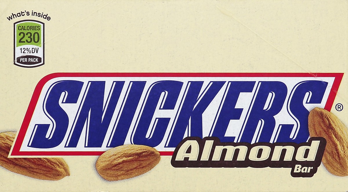 slide 5 of 6, Snickers Chocolate Candy Bars, Almond, Full Size, 1.76 oz, 24-count, 24 ct; 1.76 oz