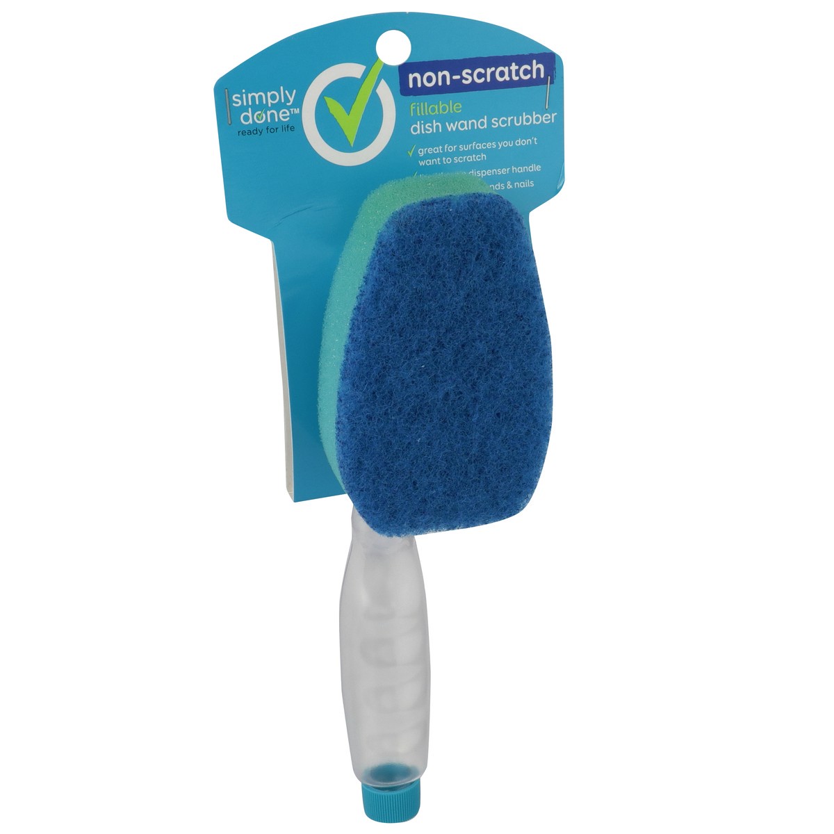 slide 2 of 8, Simply Done Non-Scratch Fillable Dish Wand Scrubber, 1 ct